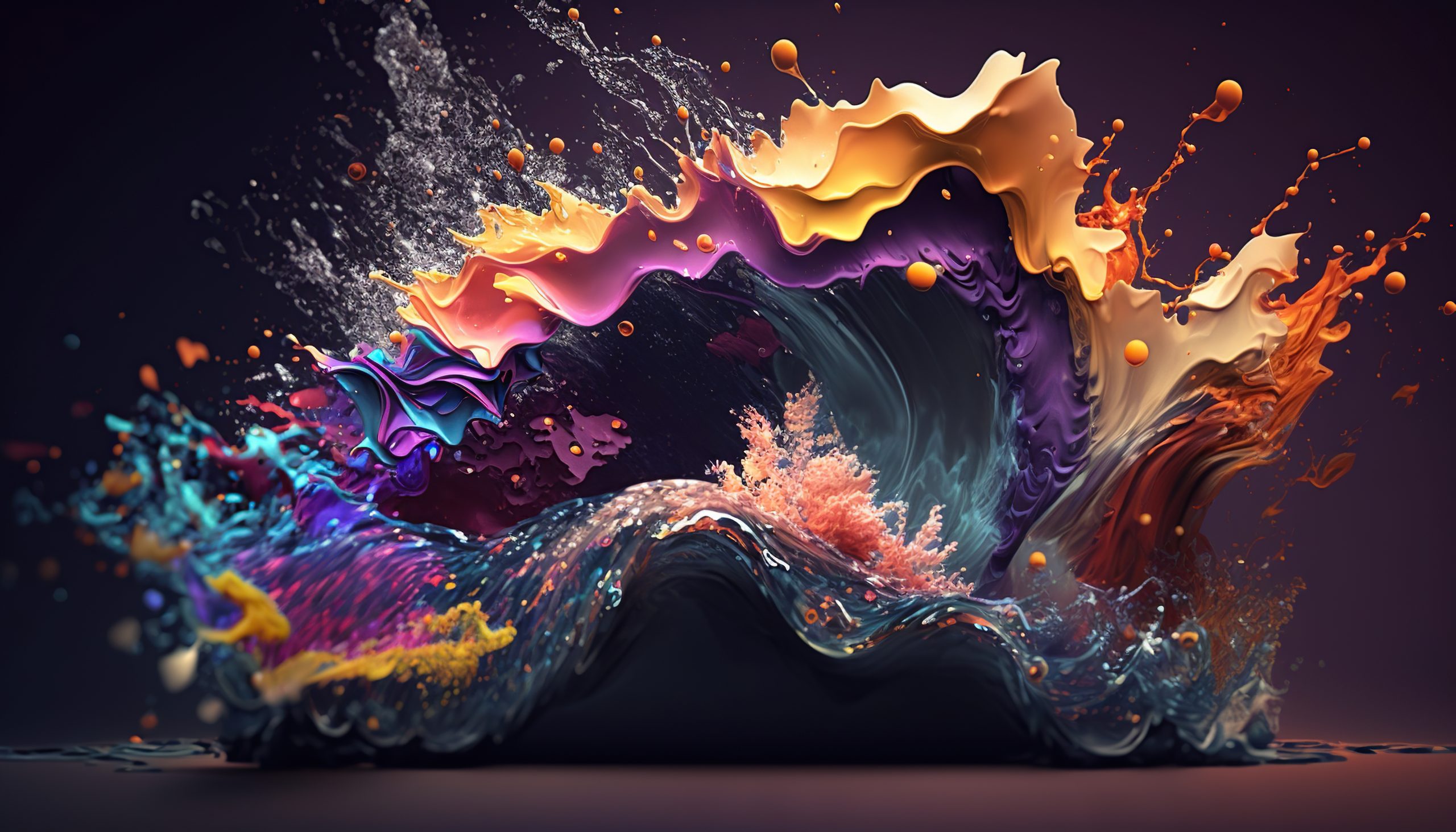 Abstract colorful splash 3d background, generative ai background